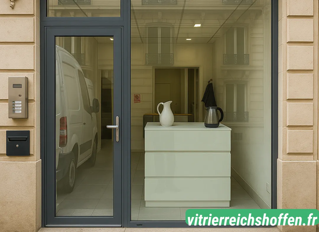Façade vitrine de magasin en aluminium sur mesure à Reichshoffen